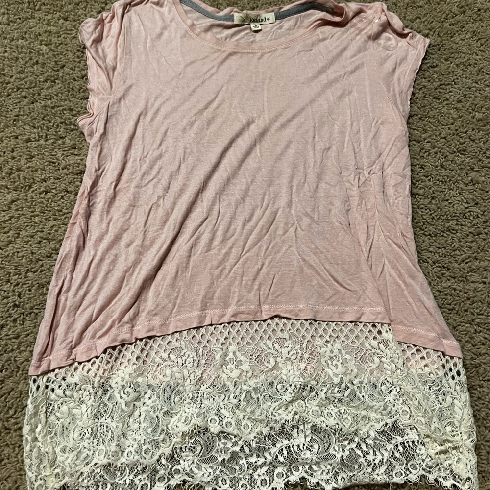Pink lace t-shirt blouse